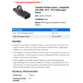 thumbnail image 2 of Camshaft Position Sensor - Compatible with 2008, 2012 - 2013 Volkswagen Passat, 2 of 2