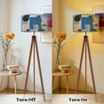 thumbnail image 4 of Wood Tripod Floor Lamp, Mid Century Wood Standing Lamp with 3 Color Temperature Dimmable Standing for Living Room, Bedroom, Office Framed Flaxen Lamp Shade, 4 of 5