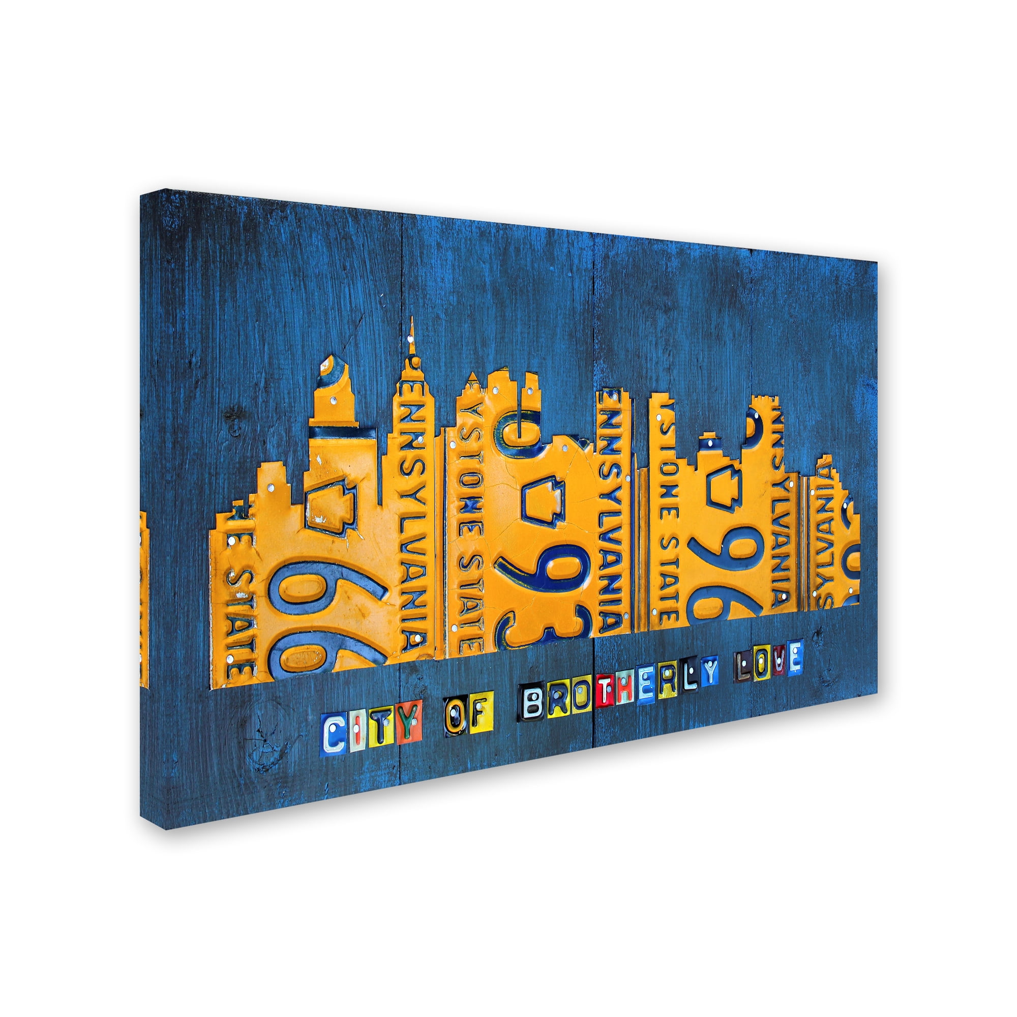 Trademark Fine Art 'Philly Skyline License Plate Art' Canvas Art by Design Turnpike