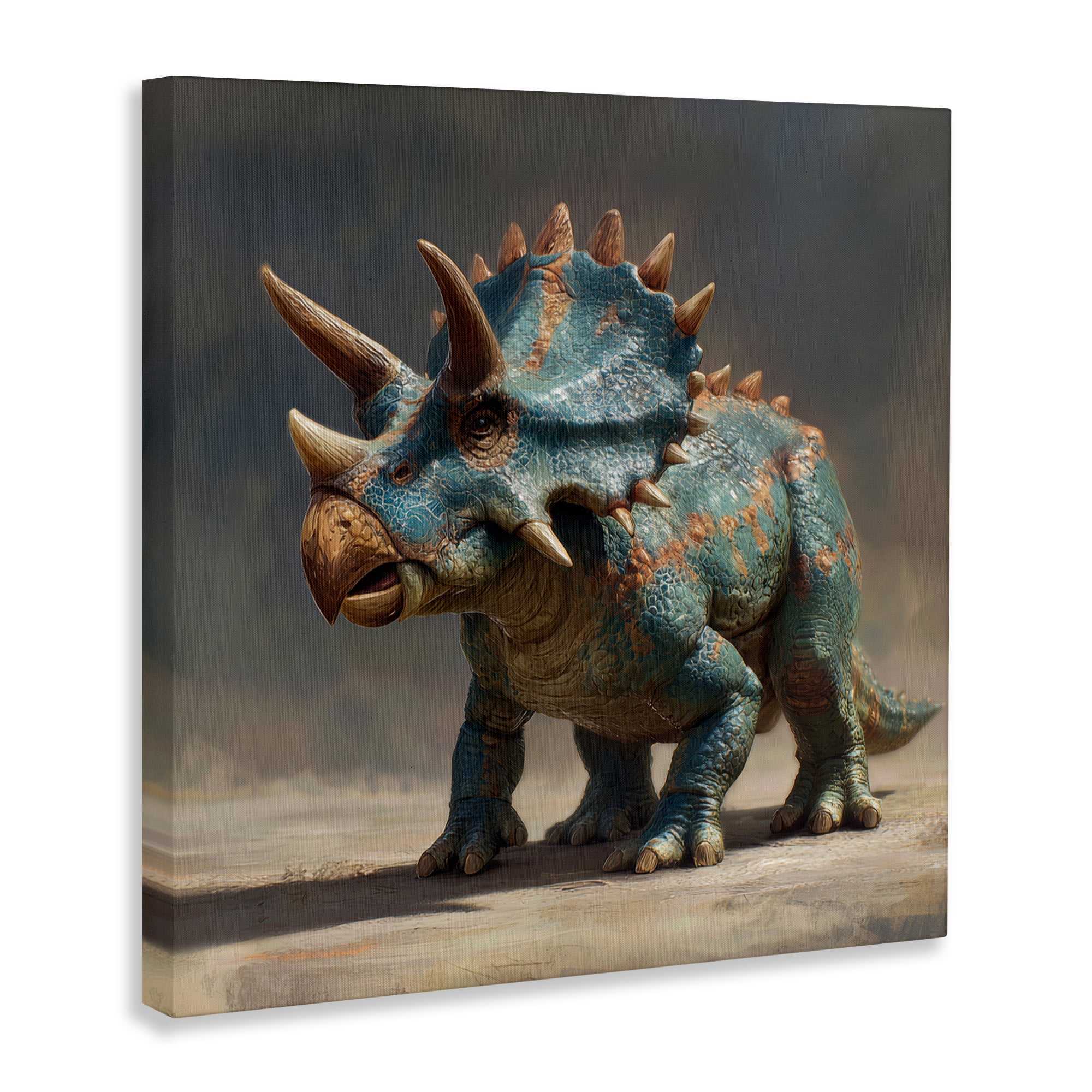 Stupell Industries Horned Triceratops at Sunrise Canvas Wall Art, design by Wumples