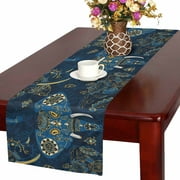MKHERT Tribal Ethnic Elephant Table Runner, India Elephant Table Cloth Runner for Wedding Party Banquet Decoration 16x72 inch