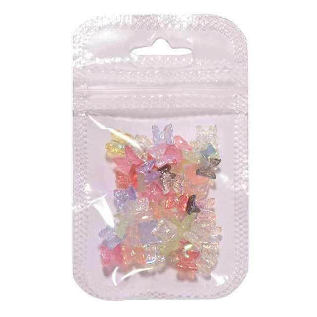 50Pcs 3D Resin for Butterfly Nail Art Decorations Crystal for Aurora Glitter Holographic Decal Charms Ornaments for DIY