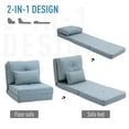 thumbnail image 3 of HOMCOM Convertible Flip Chair, Floor Lazy Sofa, Folding Upholstered Couch Bed with Adjustable Backrest, Metal Frame and Pillows for Living Room, Blue, 3 of 9