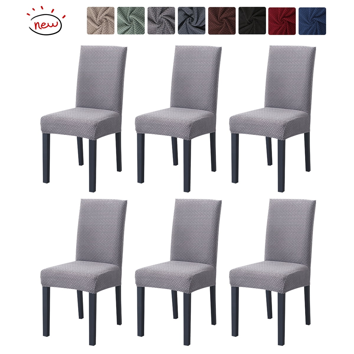 CJC 6 Pack Dining Chair Covers Knitted Stretch Armless Chair Slipcovers