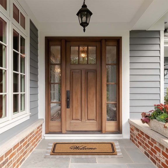 Floral Welcome Mat 18x47 Inches, Durable Outdoor Door Mat for Front Door, Non-Slip Scraper Entrance Rug for Dirt and Mud, Water-Resistant Floor Carpet for Covered Porch