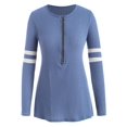 thumbnail image 1 of Camiseta Rayada Talla Extra Media Cremallera Rosegal  Mangas largas de talla grande, 1 of 5