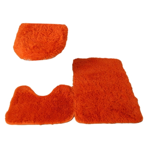 Juego de 3 unidades de alfombras de textura Advancent para baño antideslizante secado rápido Naranja