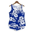 thumbnail image 3 of Fmbrln Womens Summer 2 Piece Sets Casual Floral Print Crew Neck Sleeveless Tank Tops and Drawstring Elastic Waist Shorts Sets Lounge Sets Blue S, 3 of 5