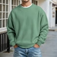 thumbnail image 2 of Mens Christmas Sweatshirts Thermal Knit Long Sleeve Crewneck Soft Lightweight Mens Casual Clothing,Green,3XL, 2 of 4
