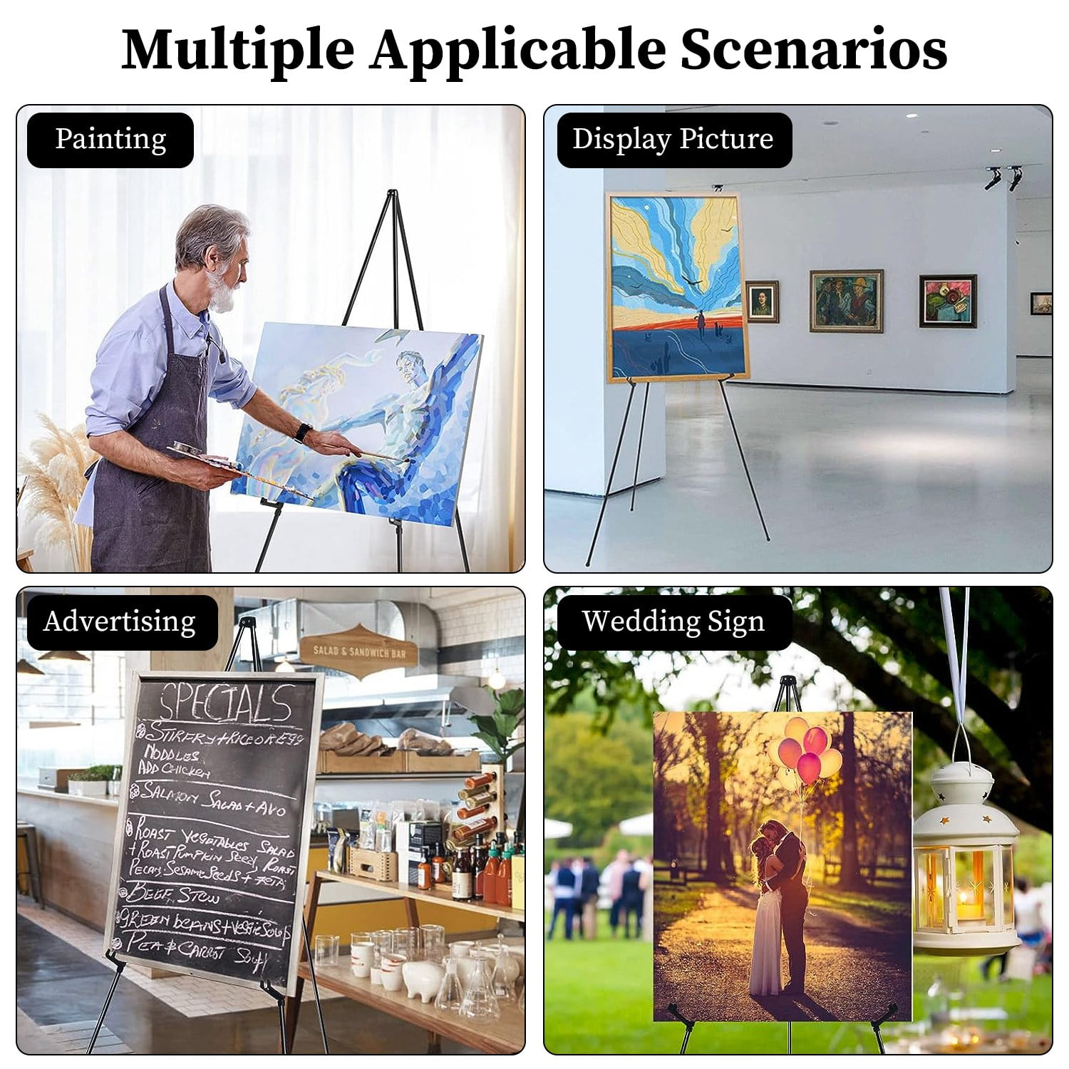 iMounTEK 61" High Steel Easy Folding Display Easel, Instantly Collapses, Adjustable Display Holders, 2 Packs