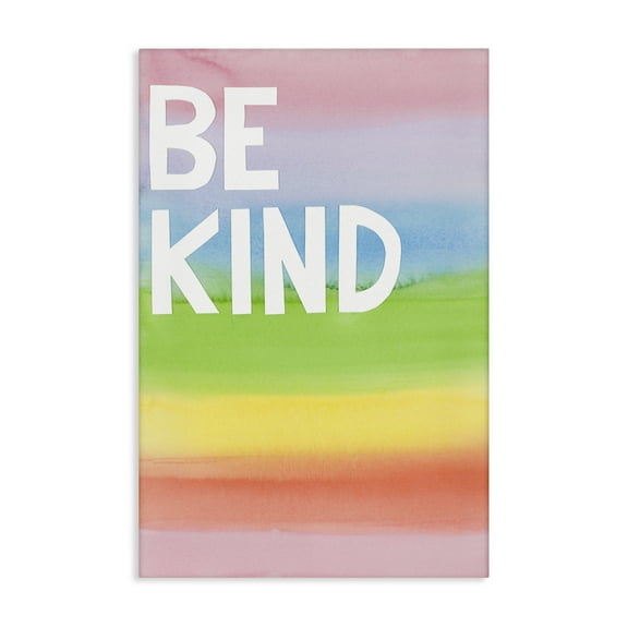 Stupell Industries Be Kind Ombre Rainbow Typography Painting Gallery Wrapped Canvas Art Print Wall Art, 16 x 24