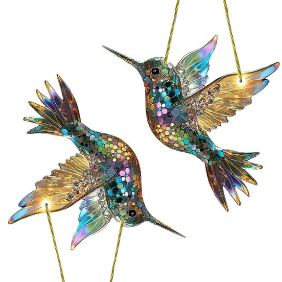 ClearanceClearance!Birds Suncatchers Gifts, Hummingbird Suncatchers for Window Hanging, Acrylic Sunshade Stain Glass Pattern Birds Christmas Decorative Pendant for Women Men Bird Lovers