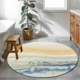 thumbnail image 4 of Yellow Blue Ombre Round Area Rug 4 FT, Non Slip Indoor Outdoor Rug, Abstract Modern Art Fluid Striped Washable Soft Circular Carpet Non-Shedding Floor Mat for Coffee Table Nursery Foyer Balcony, 4 of 8