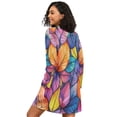 thumbnail image 2 of FORMRS Womens Long Sleeve Nightgowns Crew Neck Sleep Shirt Soft Pajamas Sizes S-3XL, Colorful Leaves, 2 of 8