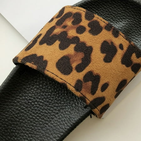 

Cathalem Beach Women Leopard Flat Print Shoes Ladies Casual Sandals Slippers Women s slipper Womens Slippers Brown 7