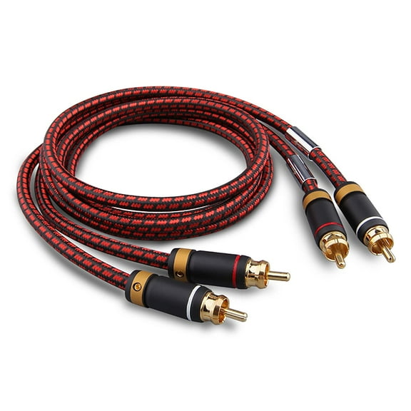 Auidophile 2RCA Male to 2RCA Male Stereo Subwoofer Audio Cable,Hi Fi, 3U Gold Plated | 4N Oxgen-Free Copper Core (4.9 Feet (1.5M))