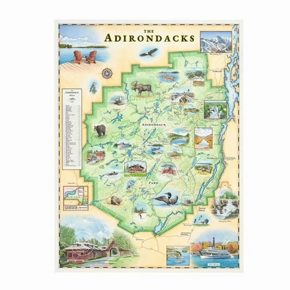 Xplorer Maps MAP_ADKS Adirondacks,   York Hand-Drawn Map