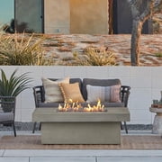 Branchview 60 Inch Rectangular Steel Propane Fire Pit W/Hidden Tank in Beige By BBQGuys Signature
