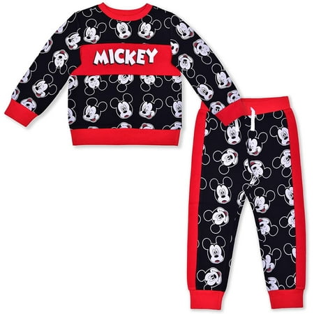 

Mickey Mouse Boys 2 Piece All Over Print Crewneck and Jogger Set Toddler