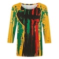 thumbnail image 4 of ibuvkizy Black History Month Shirts for Women 3/4 Length Sleeve Tops,Ladies' Black Month Fashion Printed Round Neck 3/4 Sleeve T-shirt Loose Top,XL, 4 of 5
