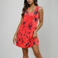 thumbnail image 5 of JTZGDY Dresses for Women Girls Cute Summer Floral Pattern Print Sleeveless Scoop Neck Tank Dress Loose Flowy Beach Sundress with Pockets Red S, 5 of 8