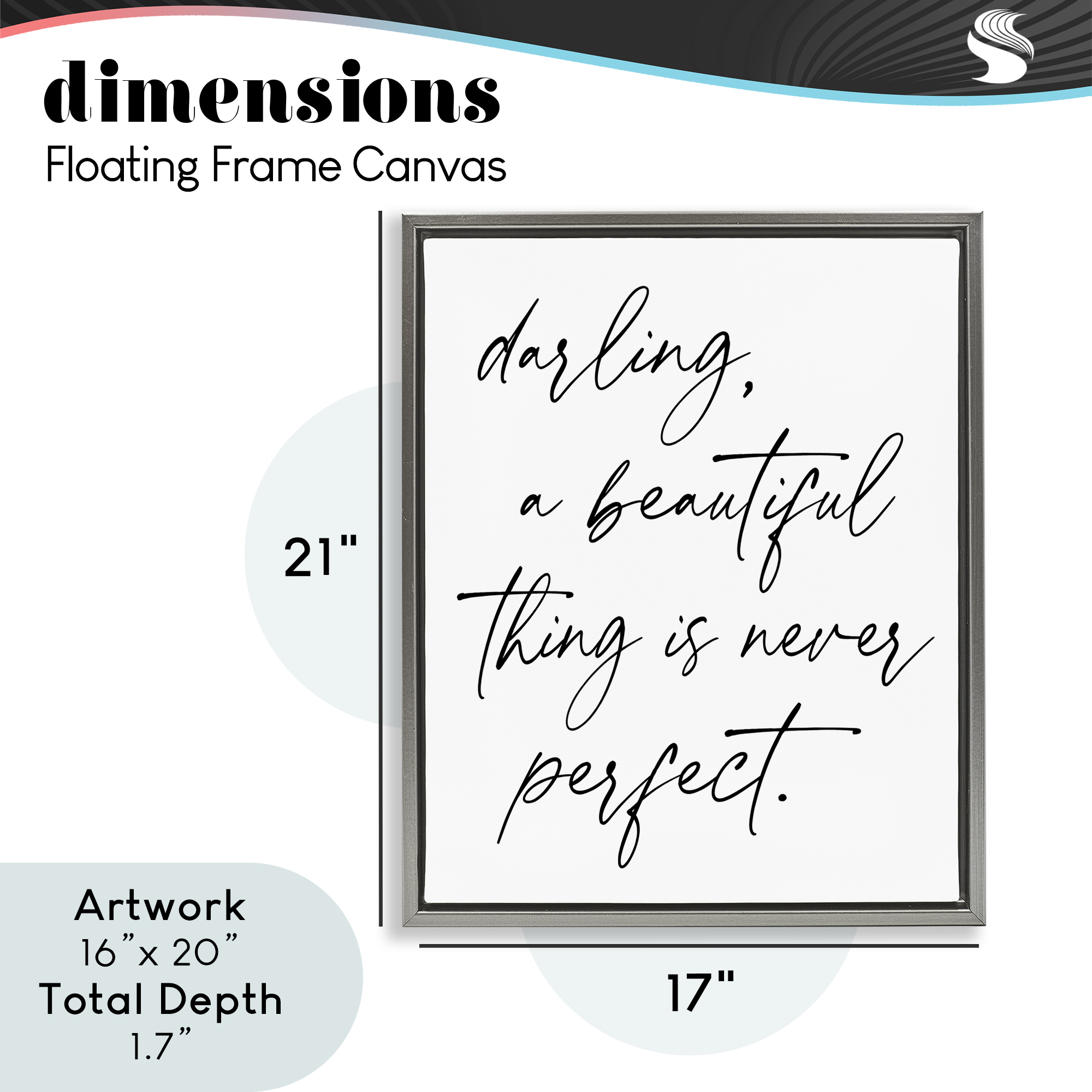 A Beautiful Thing Is Never Perfect Gray Framed Floater Canvas Wall Art, design by Lettered and Lined
