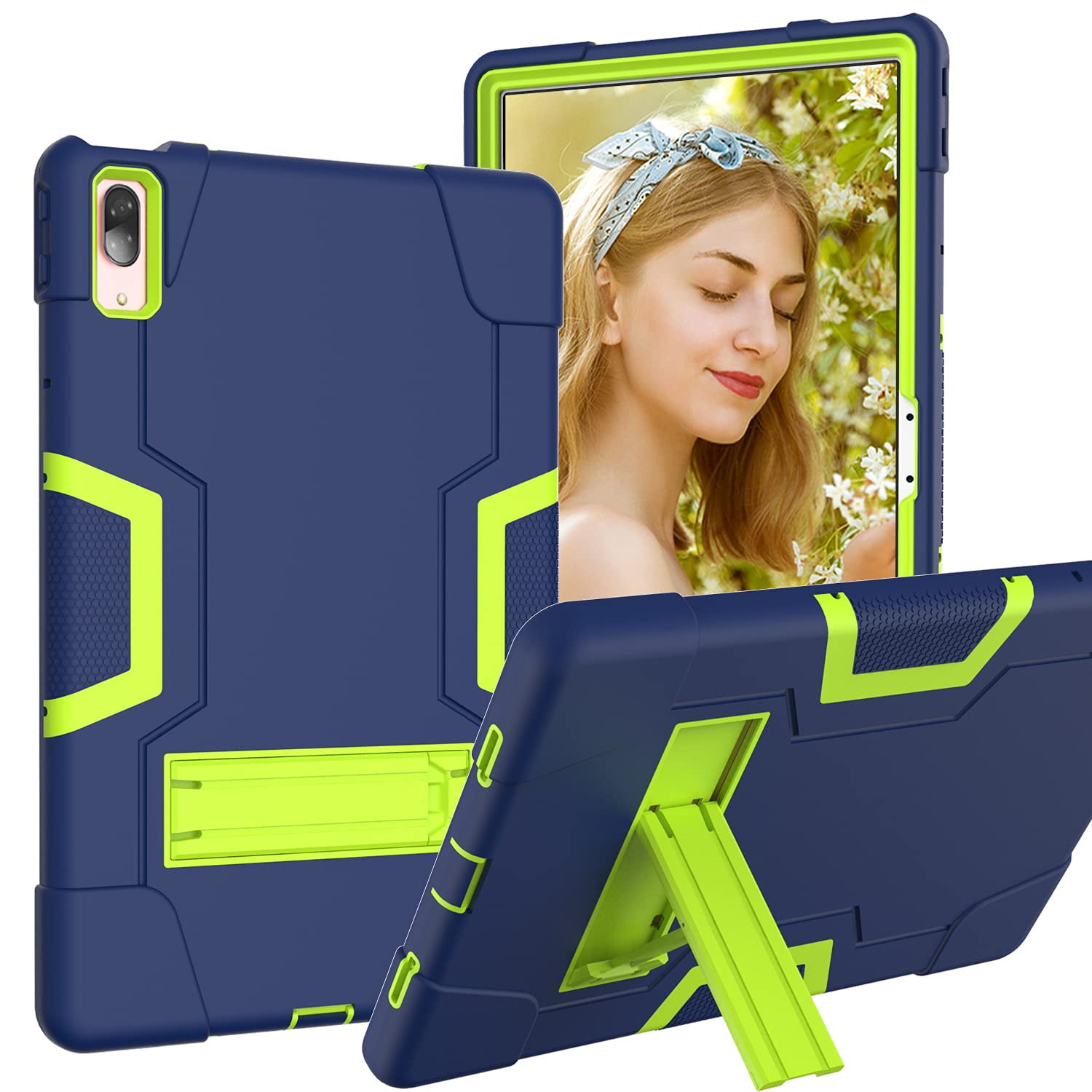 FIEWESEY for Lenovo Tab P11 Pro Tablet Case , Heavy-Duty Drop-Proof and  Shock-Resistant Rugged Hybrid Protective case(with Stand) for Lenovo Tab P11  Pro  inch (Model:TB-J706F/J706L)(Navy+Green) 