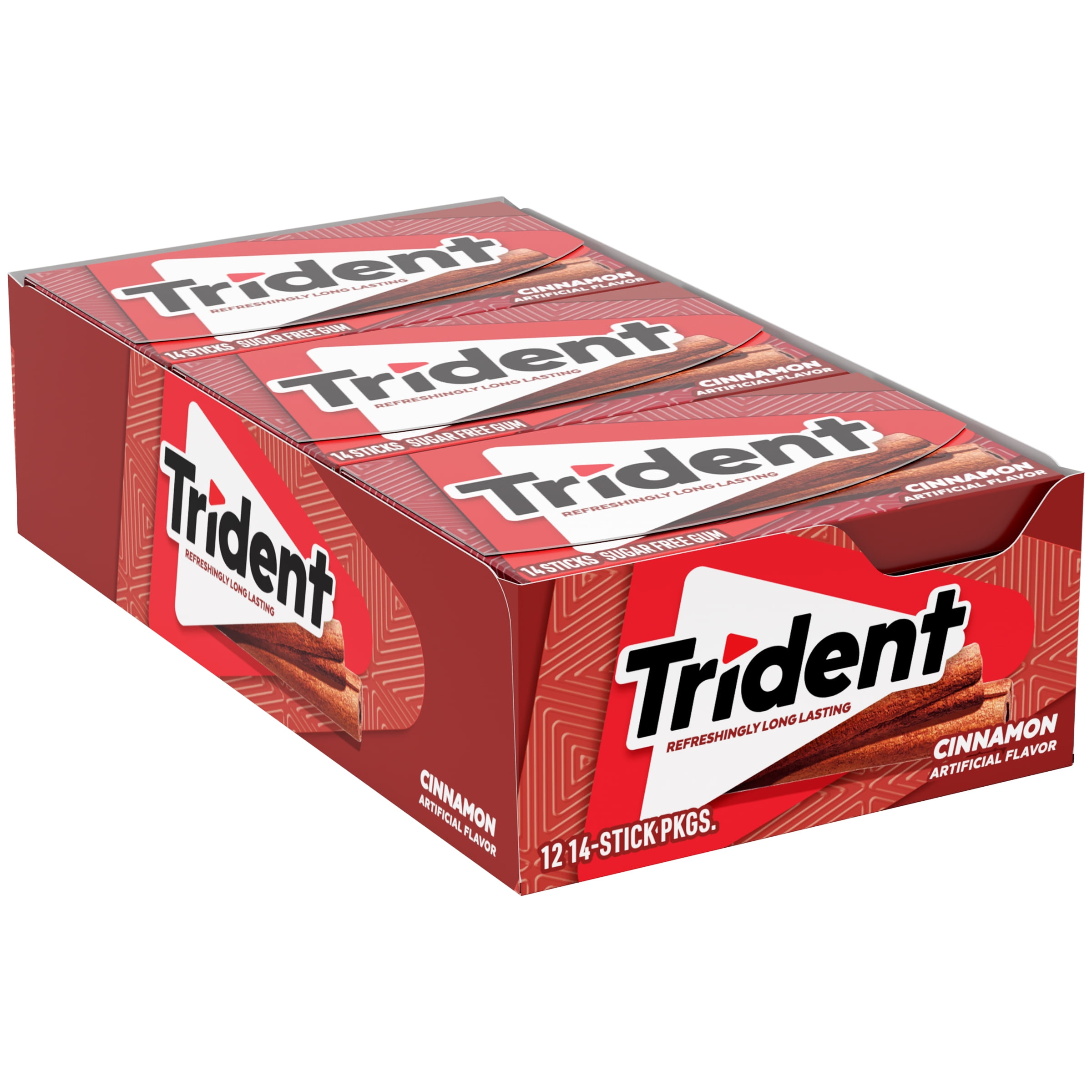 Trident Cinnamon Sugar Free Gum, 12 Packs of 14 Regular Size Pieces (168 Total Pieces)