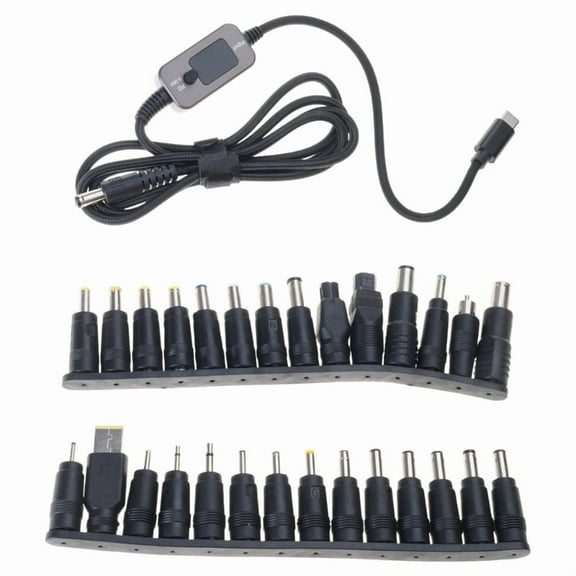 PD100W USB C to DC5525 Fast Charging Cord 5V 9V 12V 15V 20V 5A Adjustable Power Supply Cable With Multiple Adapters