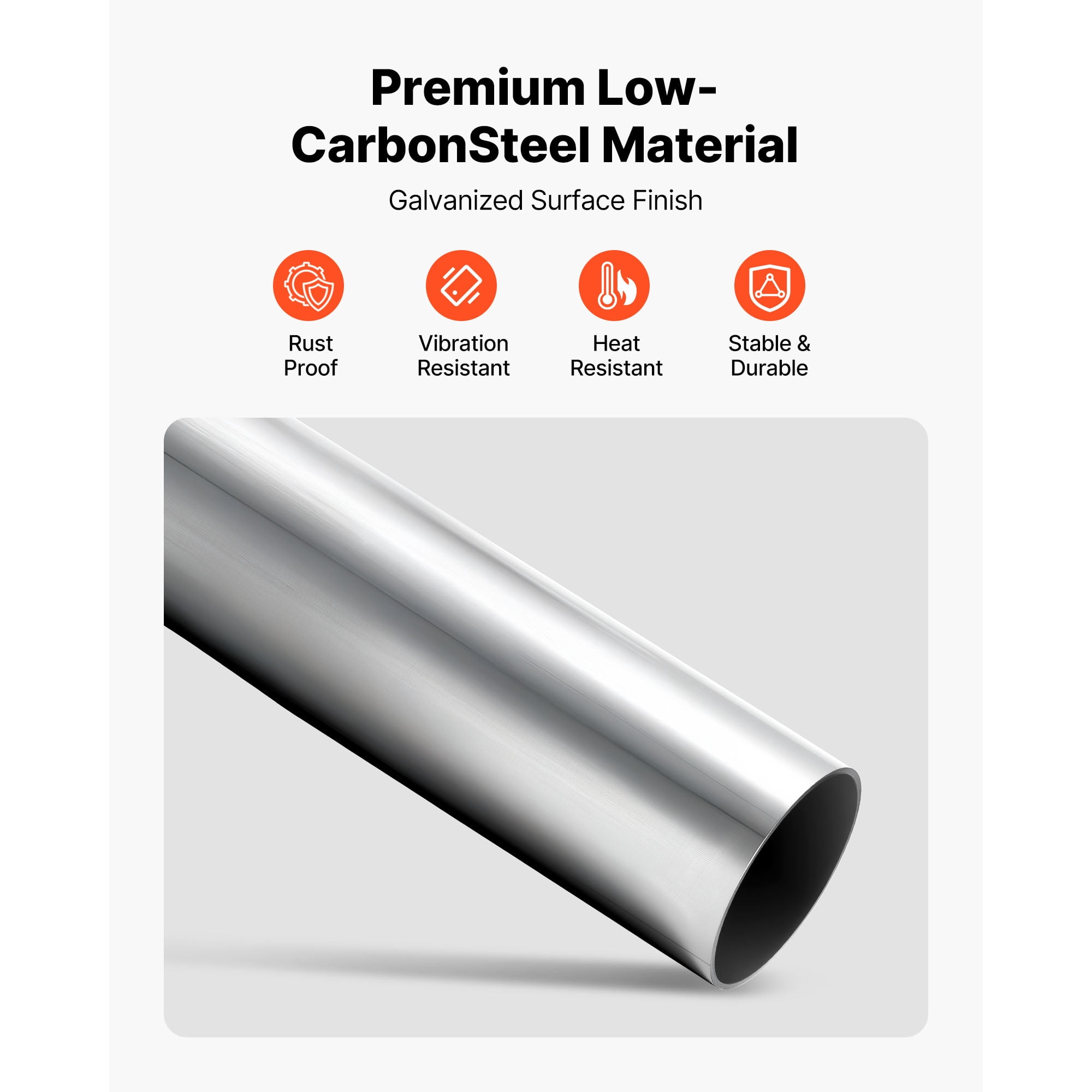 KFFKFF Exhaust Pipe Kit, 8 Pieces 2.25 Inch Mild Steel DIY Custom Tubing with Straight & U-Bend Pipes, 90 & 135 Degree Angles, Galvanized Finish, Compatible with Trucks, Sedans, Sports Cars, SUVs