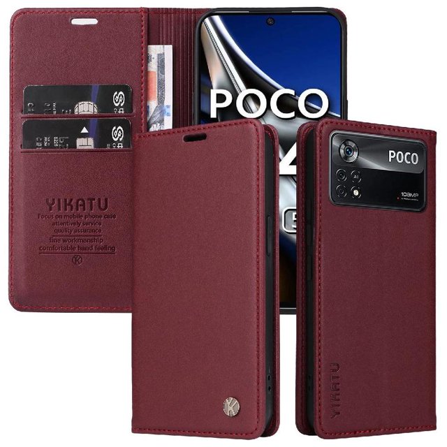 Funda para Xiaomi POCO X4 Pro 5G Estuche de Cuero PU Tipo Cartera con Ranuras para Tarjetas y Cierre Magnético