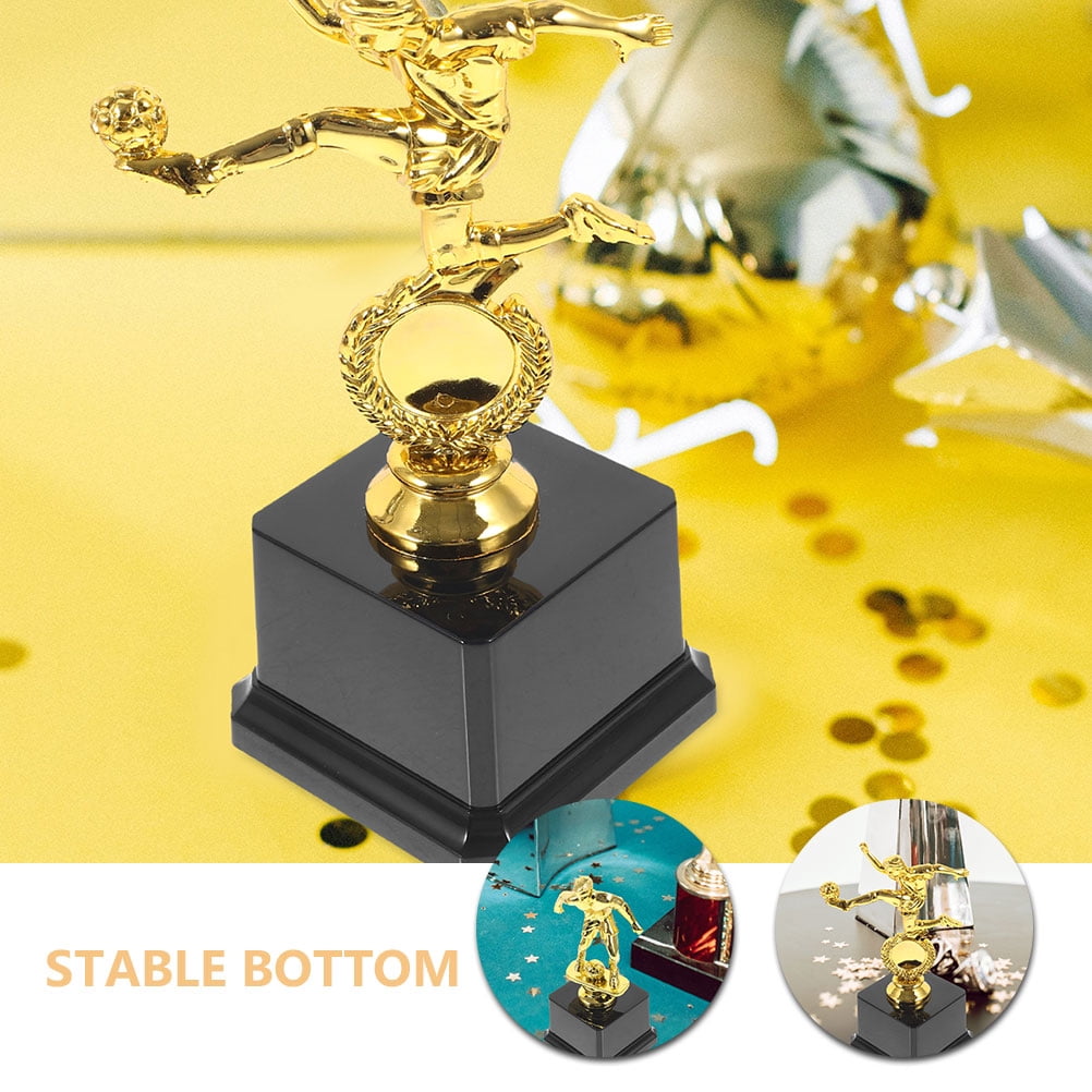 TABLZONE Set of 2 Golden Soccer Trophies Plastic Awards for School Sports Competitions and Soccer Events