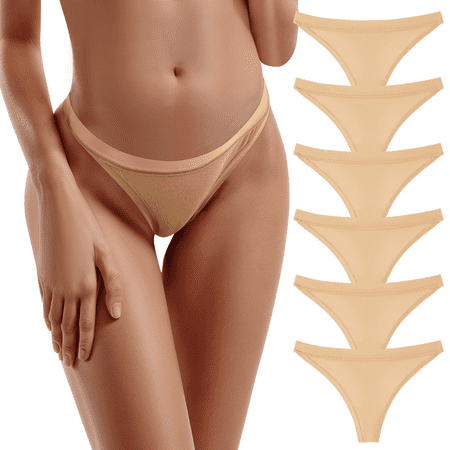 Fulorrnie Underwear for Women Plus Size High Cut Breathable Comfort Panties Cute Thong Drop Waist Seamless Panty Beige XS