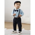 thumbnail image 3 of WESIDOM Toddler Infant Boys Formal Clothes 0-18M Romper Pant Shirt Bowtie Braces Cotton Fabric 4PCS, 3 of 6
