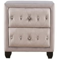 thumbnail image 2 of Velvet Upholstered Nightstand with 2 Drawers, Modern Wood Bedside Table with 4 Wood Legs and 2 Button Tufted Drawer Doors, Storage Cabinet for Living Room Bedroom, Gray, 2 of 7