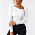 thumbnail image 5 of ClodeEU Women's Asymmetrical Twist Neck Ribbed Knit Crop Tops,Casual Slim Fit Long Sleeve Blouse ,Women's Plus L, 5 of 6