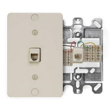 Leviton 40253-I Telephone Wall Phone Jack, 6P4C, Ivory