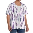 thumbnail image 2 of Sikiie Lavender Flowers Men's Wrinkle Free Untucked Cuban Shirt Business Casual Button Down Shirts Short Sleeve ShirtXX-Large, 2 of 5