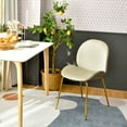 thumbnail image 4 of Costway Set of 2 Velvet Accent Chairs Dining Side Chairs w/Gold Metal Legs Beige, 4 of 11