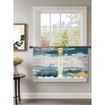 thumbnail image 2 of Sheer Curtains 54 Inch Length 2 Panels Set for Kitchen, Blue Grey Vintage Semi Sheer Curtains for Windows, Abstract Retro Art Voile Window Treatments Rod Pocket Curtain, 2 of 7