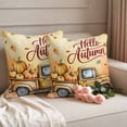 thumbnail image 2 of Yellow Truck Fall Outdoor Waterproof Pillow Covers, Thanksgiving Pumpkins Orange Ombre Decorative Square Throw Pillowcase Sofa Cushion Sham for Patio/Couch/Chair, 20"x20" 2 Pack, 2 of 8