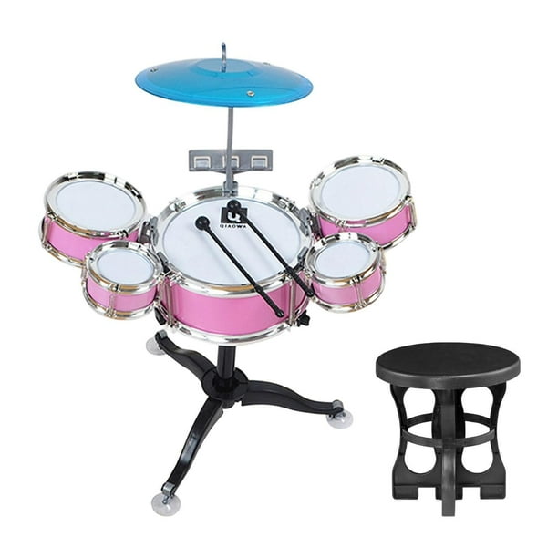 Batería para niños, divertida y divertida, juguete de percusión con ritmo. Rosa