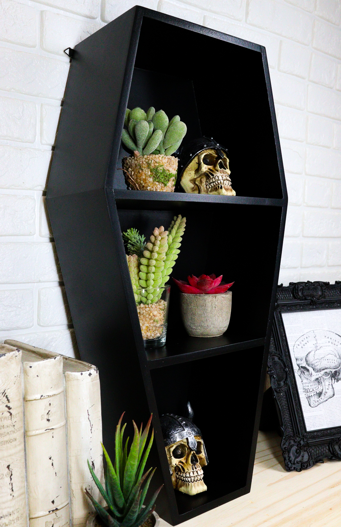 Ebros Gift 4.75” x 19.5” Black Coffin Floating Shelf