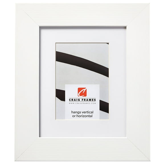 Craig Frames Bauhaus 200, 12x12 inch White Picture Frame Matted for a 9x9 Photo