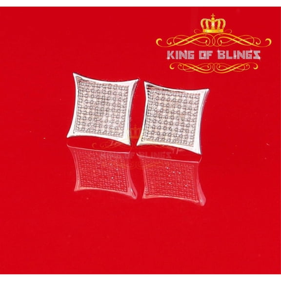 King of Bling's 925 Sterling Silver 0.33ct Diamond Stud For Women's/Men's White Kite Earrings