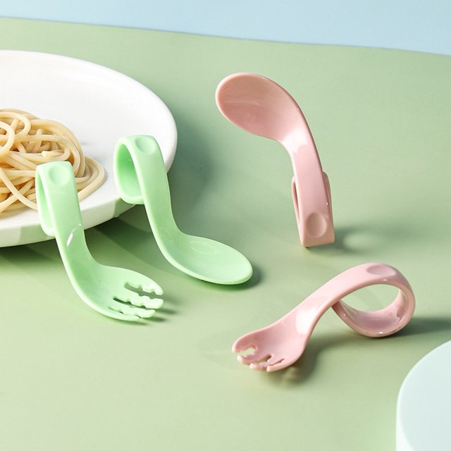 Cucharas para niños pequeños, cuchara plegable para bebé, reciclada de boca pequeña en forma de arco