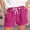 Hot Pink, variant on Delayuji Women's Short Cotton Linen Hollow Solid Color Tie Up Casual Elastic Short with Pockets Summer