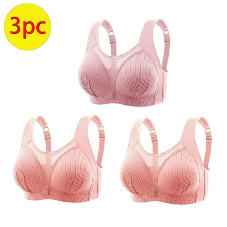 TrendVibe365 Bras for Women Multipack Mesh No Underwire Push up Bralette Padded Adjustable Strap Corset Bra Full Coverage Crop Cami Top Comfortable Lingerie Pink XL