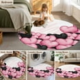 thumbnail image 6 of Valentine's Day Washable Round Area Rug 7 ft, Romantic Pink Black Love Heart Balloons Pink, Soft Non Slip Rugs Stain Repellent Indoor Felt Carpet for Living Dining Room Bedroom Home Office, 6 of 9