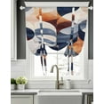 thumbnail image 5 of Navy Blue Burnt Orange Tie Up Curtains for Window, Thermal Insulated Balloon Shade Adjustable Rod Pocket Curtains Valance Panels for Kitchen Bathroom Cafe 42 x 45 Retro Geometric Abstract, 5 of 6